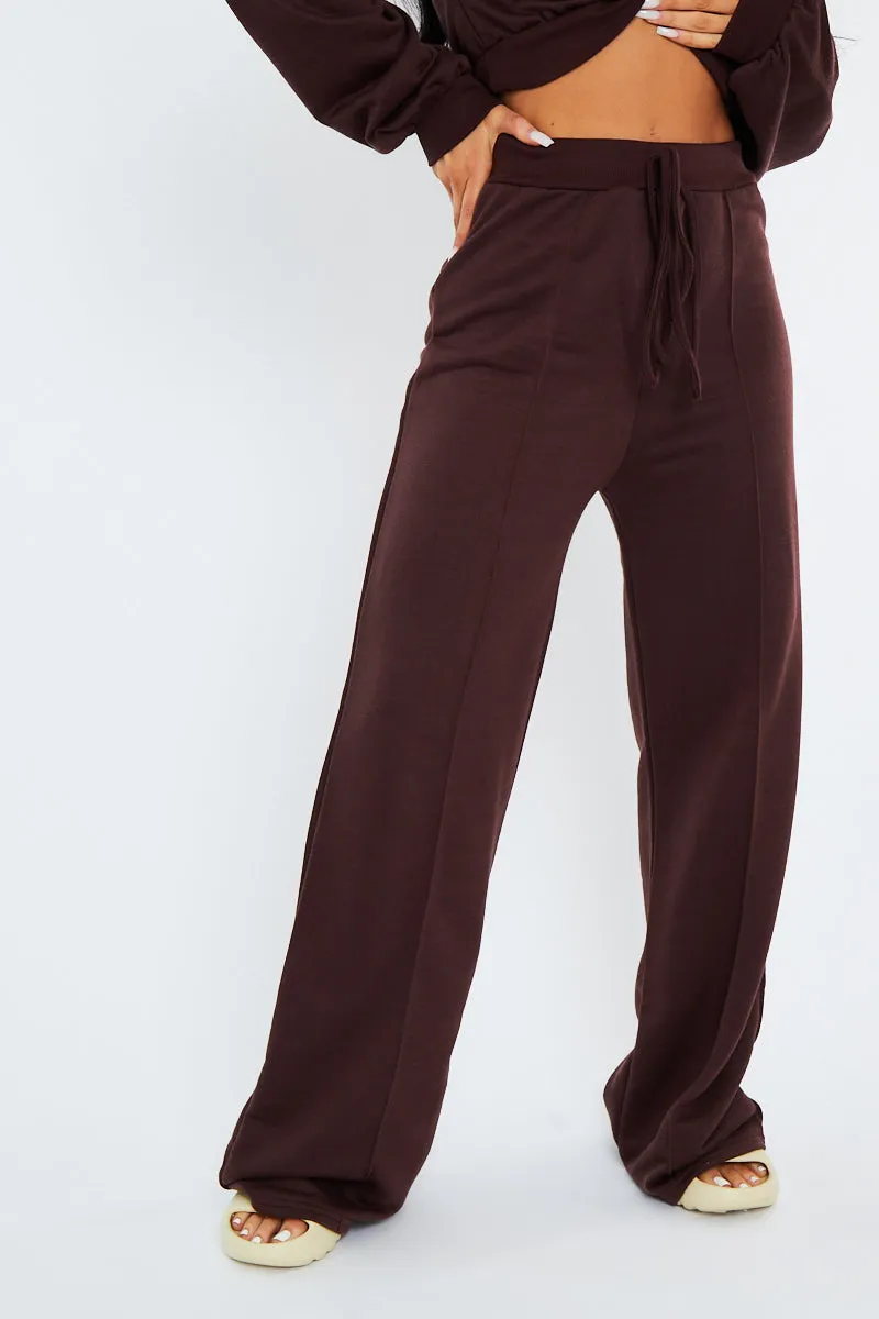 Chocolate Seam Front Wide Leg Joggers - Wren sold by Rebellious Fashion product image thumbnail 2