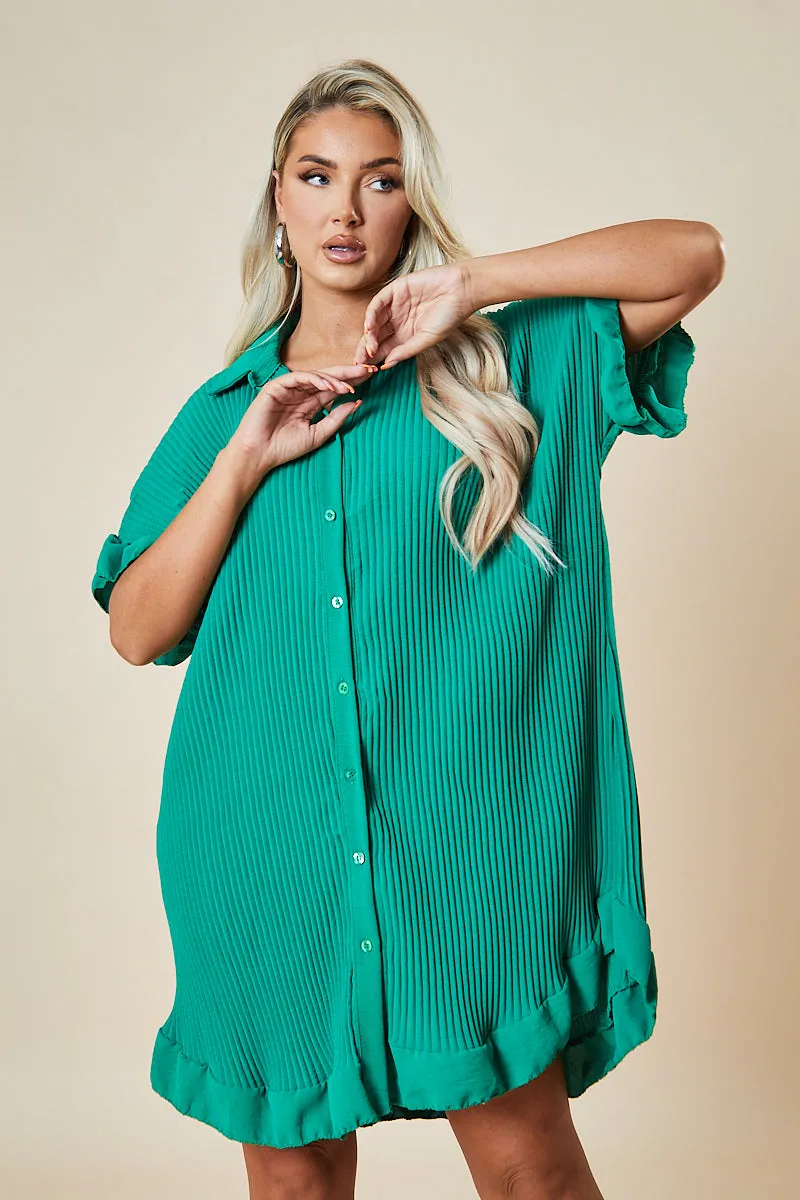 Green Plisse Detail Frill Hem Oversized Dress - Sakura sold by Rebellious Fashion product image thumbnail 2