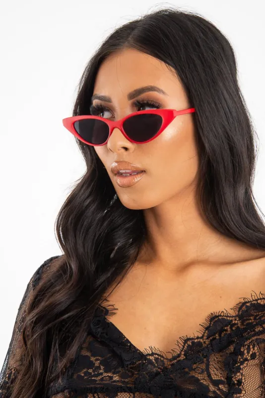 Red Tinted Lens Mini Cat Eye Sunglasses - Ezrie sold by Rebellious Fashion
