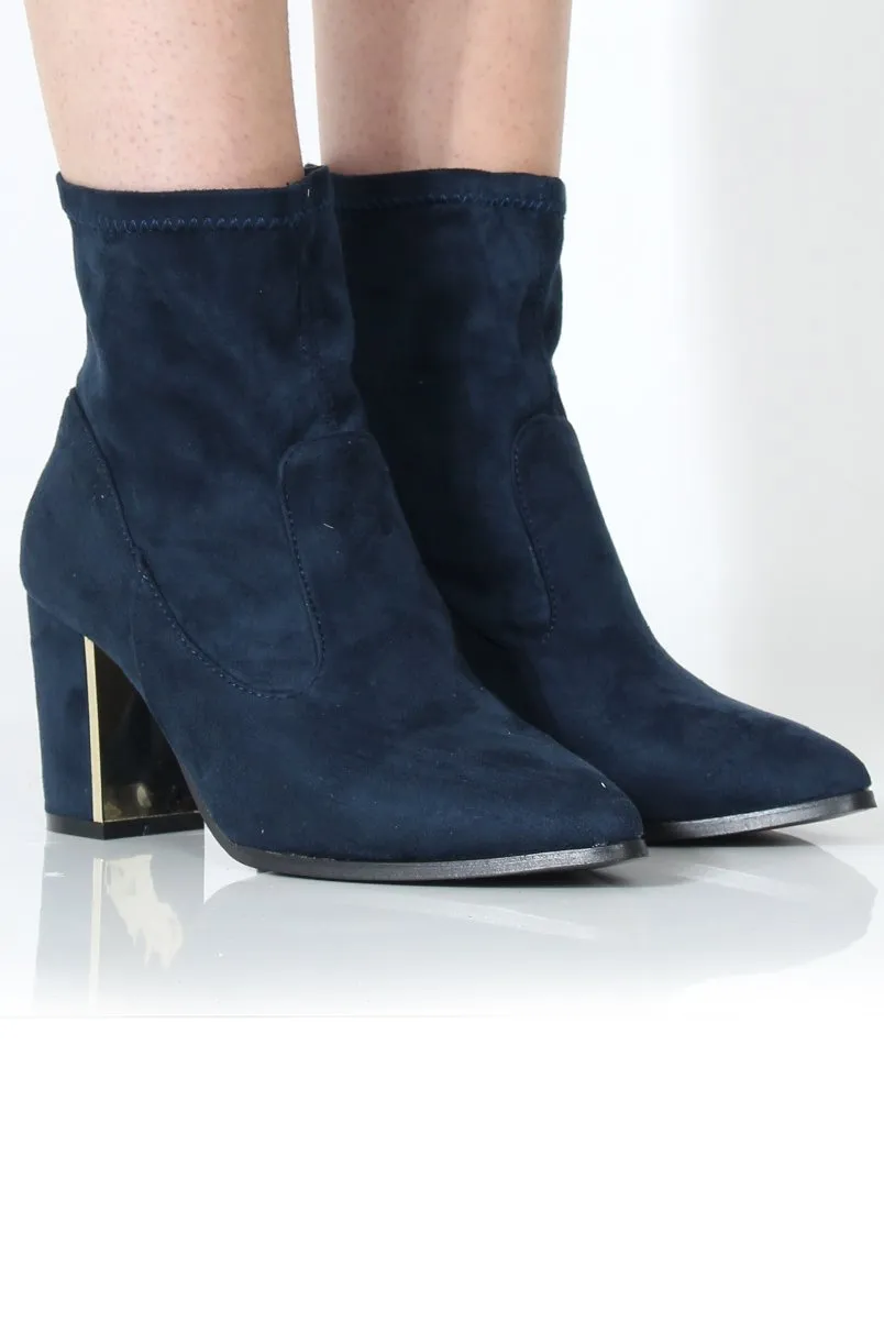 Bay Navy Suede Ankle Boots sold by Rebellious Fashion