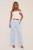 Blue Pinstripe Elasticated Waist Straight Leg Trousers - Doris sold by Rebellious Fashion