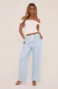 Blue Pinstripe Elasticated Waist Straight Leg Trousers - Doris sold by Rebellious Fashion