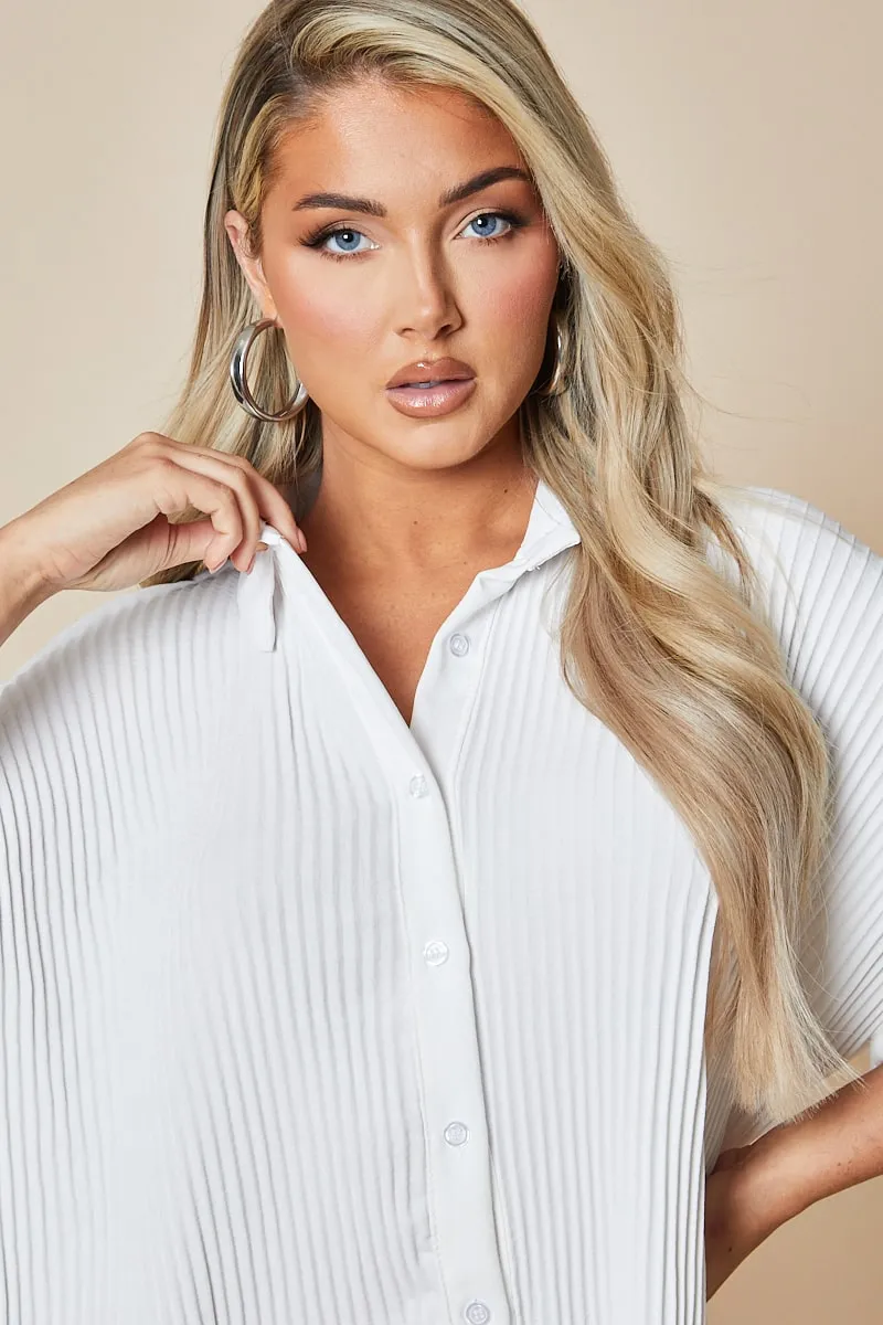 White Plisse Detail Frill Hem Oversized Dress - Sakura sold by Rebellious Fashion product image thumbnail 3