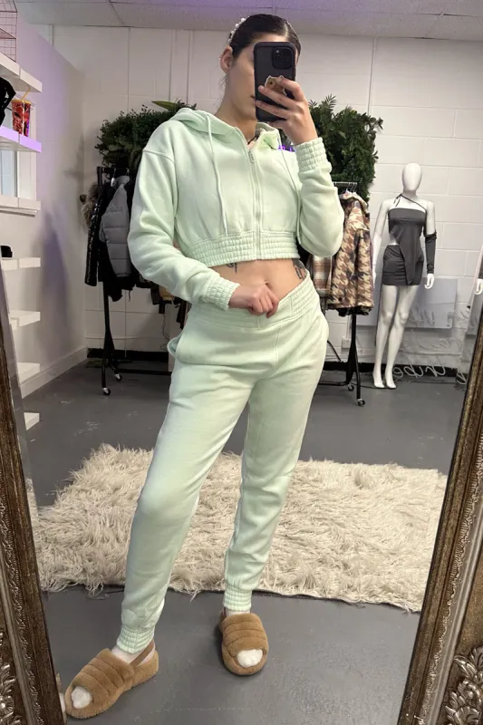 Mint Zip Front Elasticated Detail Loungewear Co-ord Set - Carmel sold by Rebellious Fashion