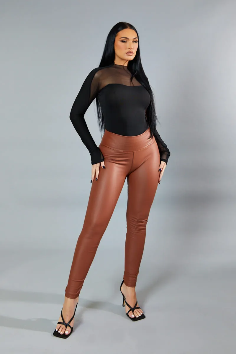 Black Mesh Panel Long Sleeve Bodysuit - Dimitra sold by Rebellious Fashion product image thumbnail 4