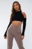 Black Ribbed Cut Out Shoulders Crop Top - Tyra sold by Rebellious Fashion