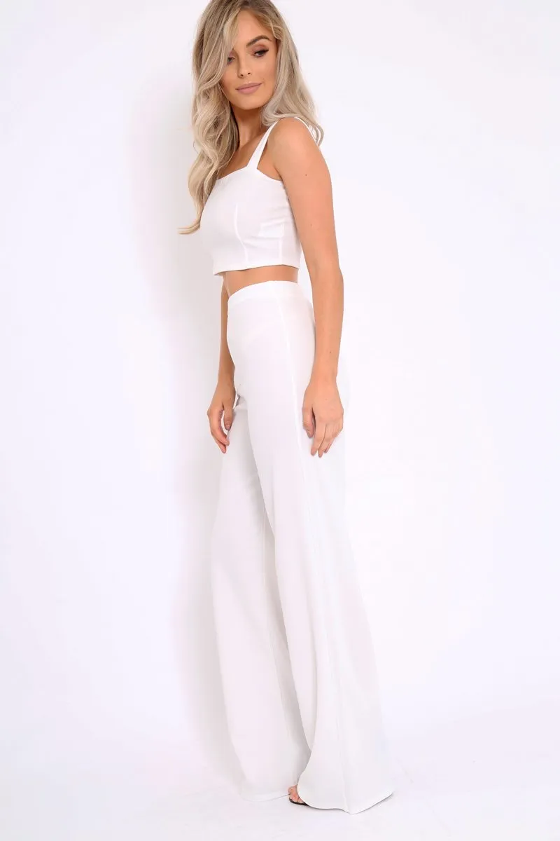 White Crop Top and Trousers Co-ord Set - Kimmy sold by Rebellious Fashion product image thumbnail 4
