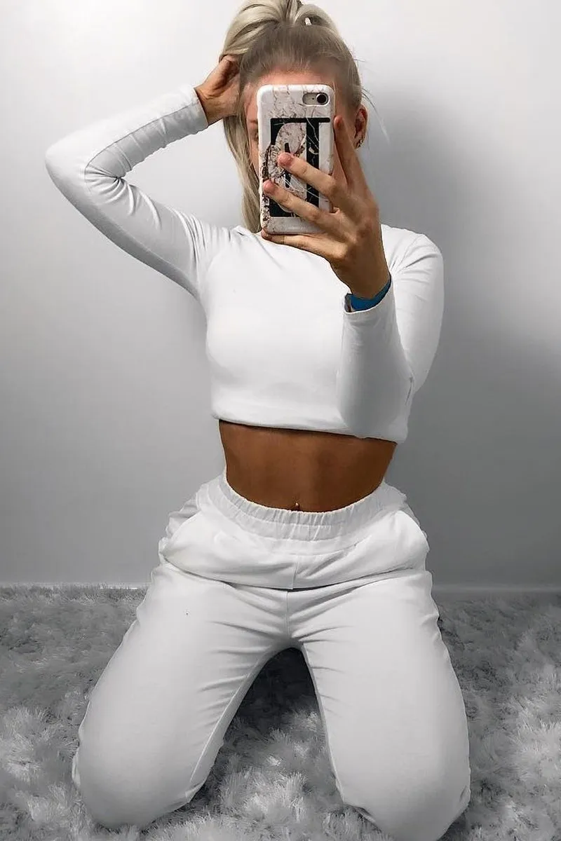 White Elasticated Waist Joggers - Trina sold by Rebellious Fashion product image thumbnail 2