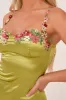 Green Satin Floral Embroidered Mini Dress - Sonya sold by Rebellious Fashion