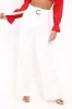 White Belted High Waist Wide Leg Trousers - Elianny sold by Rebellious Fashion