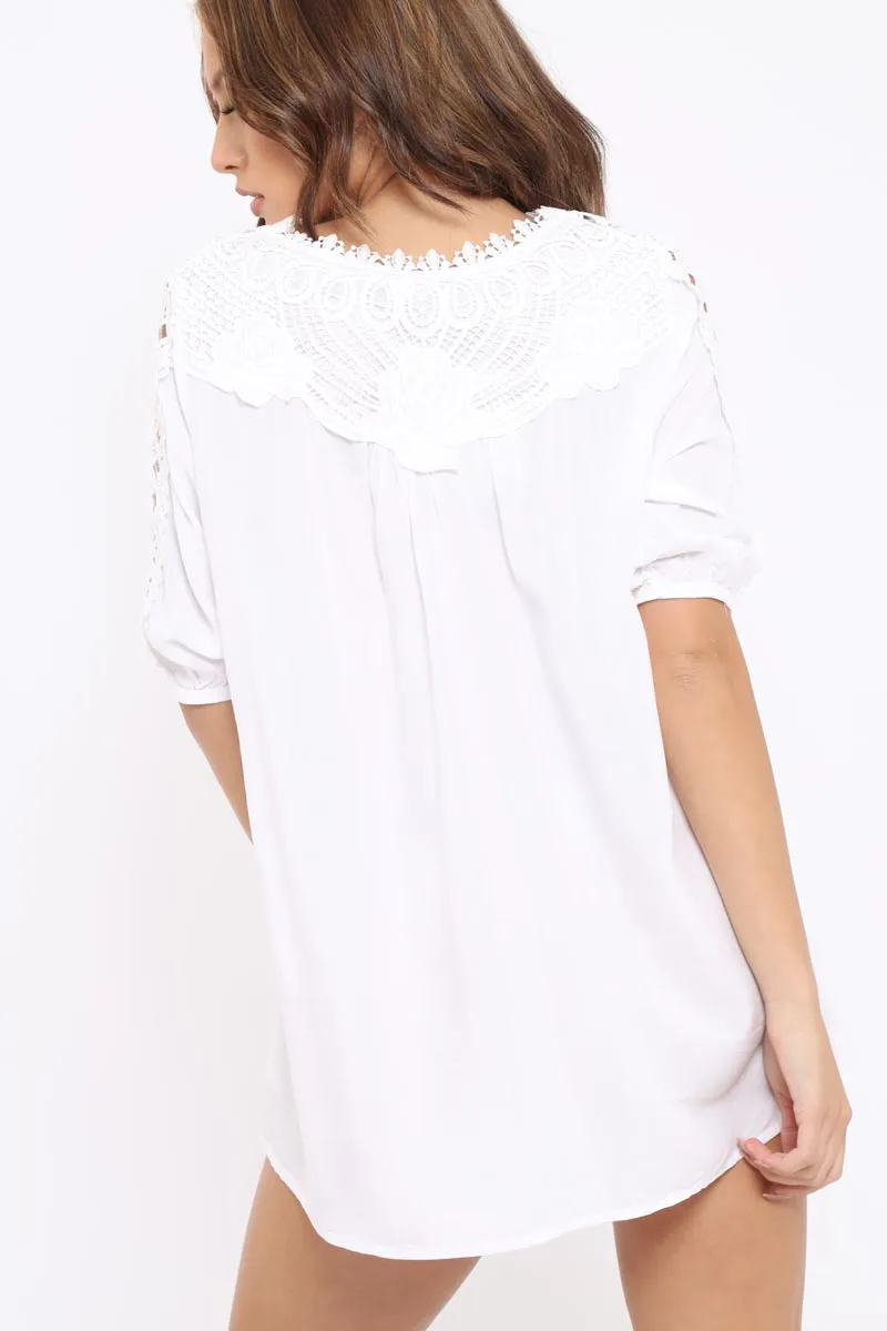 White Crochet Shift Dress - Tarria sold by Rebellious Fashion product image thumbnail 3