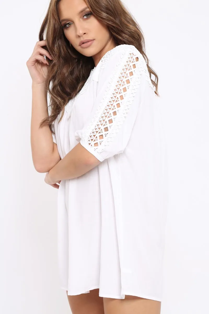 White Crochet Shift Dress - Tarria sold by Rebellious Fashion product image thumbnail 2