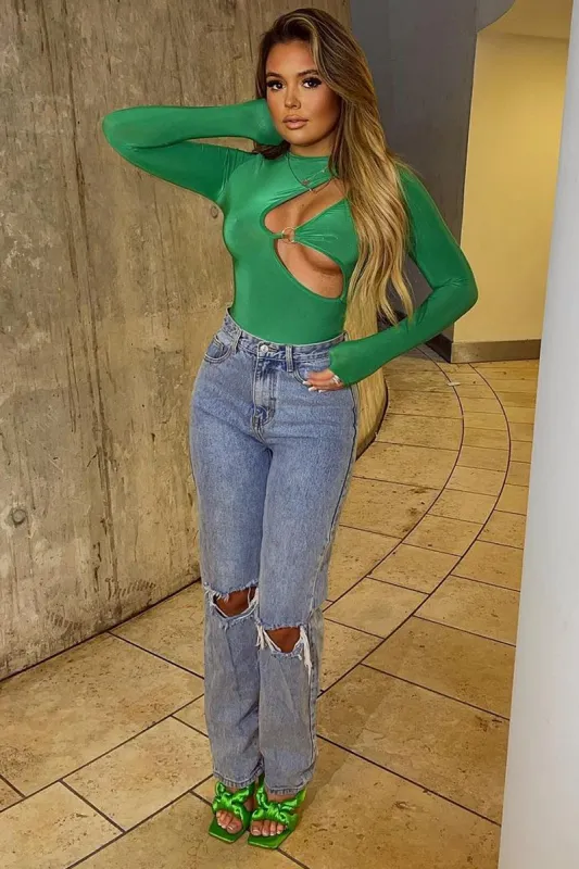 Green Ring Detail Bodysuit - Essie sold by Rebellious Fashion