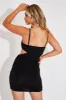 Black Slinky Side Cut Out Strappy Mini Dress - Elza sold by Rebellious Fashion