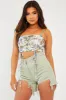 Pink Floral Ruched Front Crop Top - Pandora sold by Rebellious Fashion