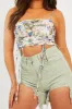 Pink Floral Ruched Front Crop Top - Pandora sold by Rebellious Fashion