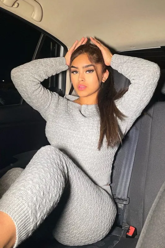 Grey Knit Cropped Jumper & Jogger Set - Kezzie sold by Rebellious Fashion