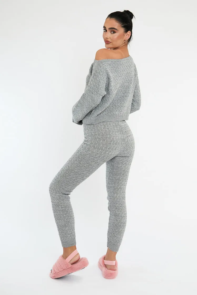 Grey Knit Cropped Jumper & Jogger Set - Kezzie sold by Rebellious Fashion product image thumbnail 4