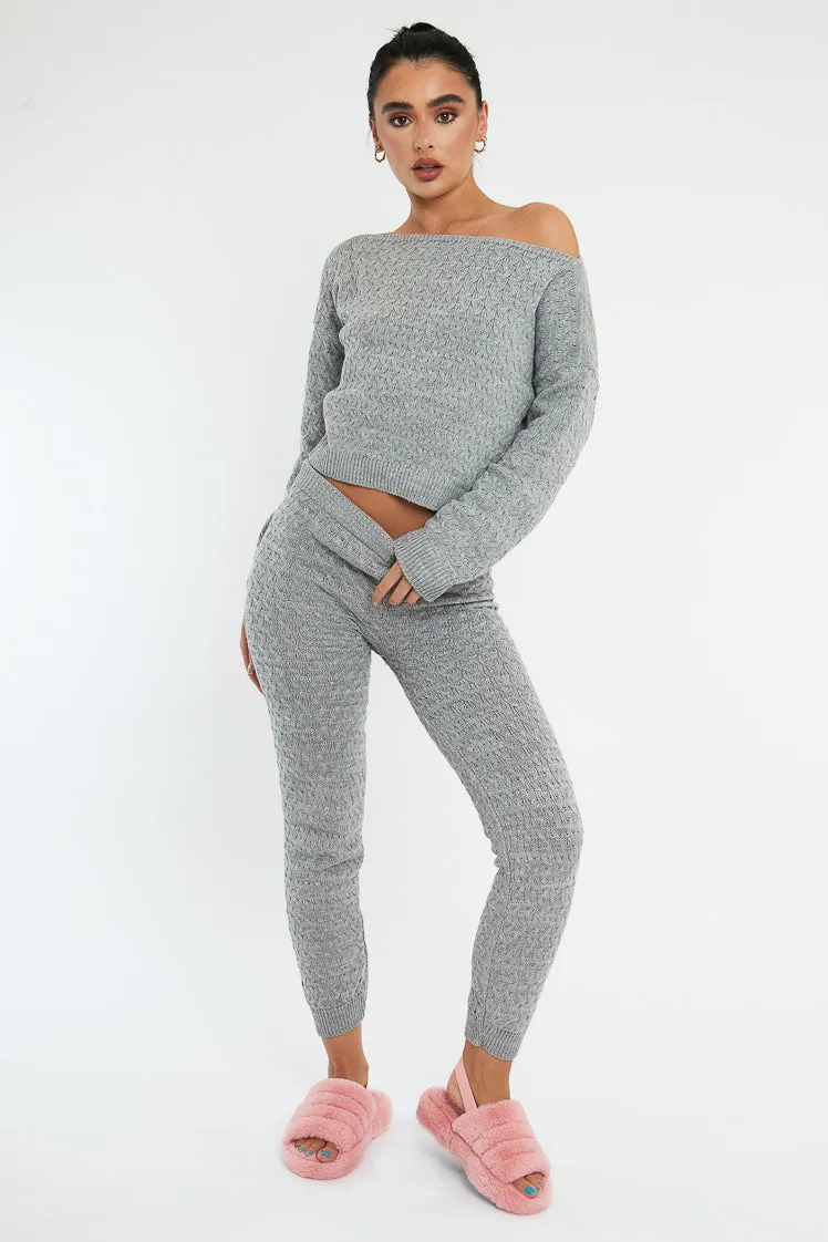 Grey Knit Cropped Jumper & Jogger Set - Kezzie sold by Rebellious Fashion product image thumbnail 3