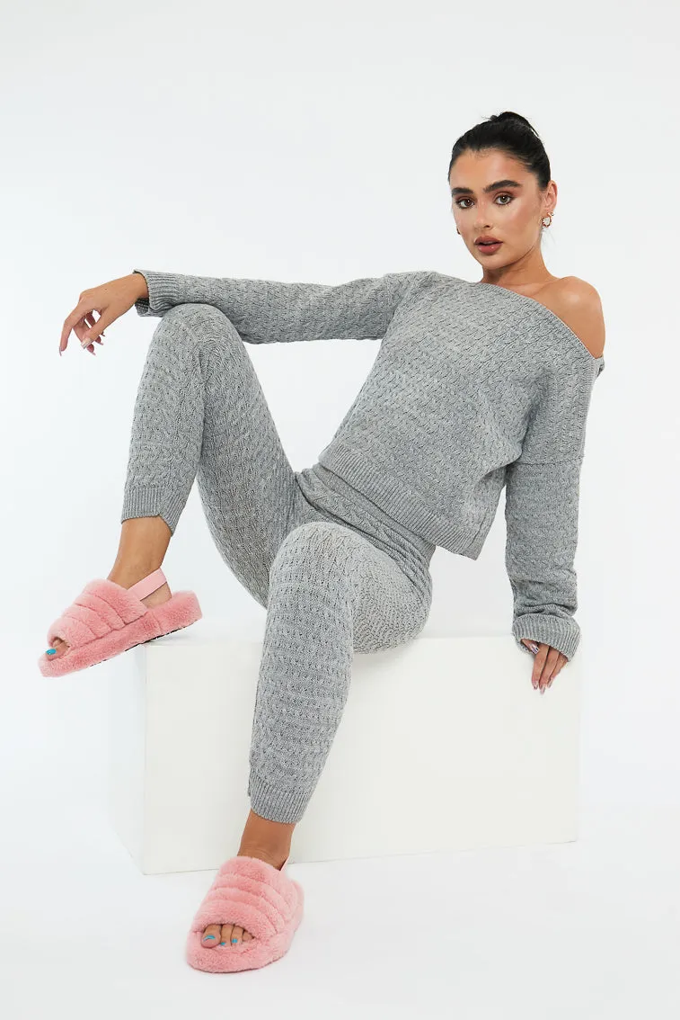 Grey Knit Cropped Jumper & Jogger Set - Kezzie sold by Rebellious Fashion product image thumbnail 2