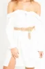 White Belted Bardot Skater Dress - Jencie sold by Rebellious Fashion