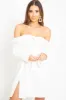 White Belted Bardot Skater Dress - Jencie sold by Rebellious Fashion