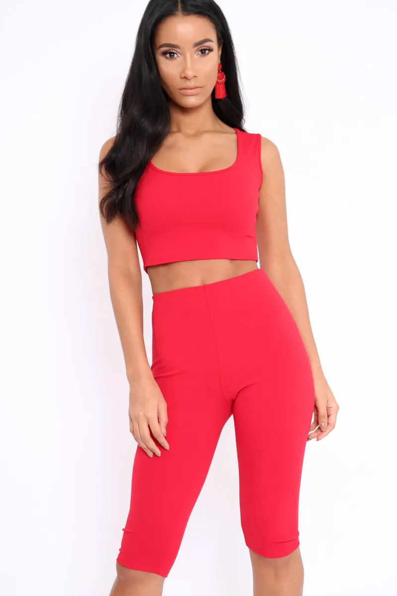 Red Cropped Top and Leggings Co-Ords - Remini sold by Rebellious Fashion product image thumbnail 2