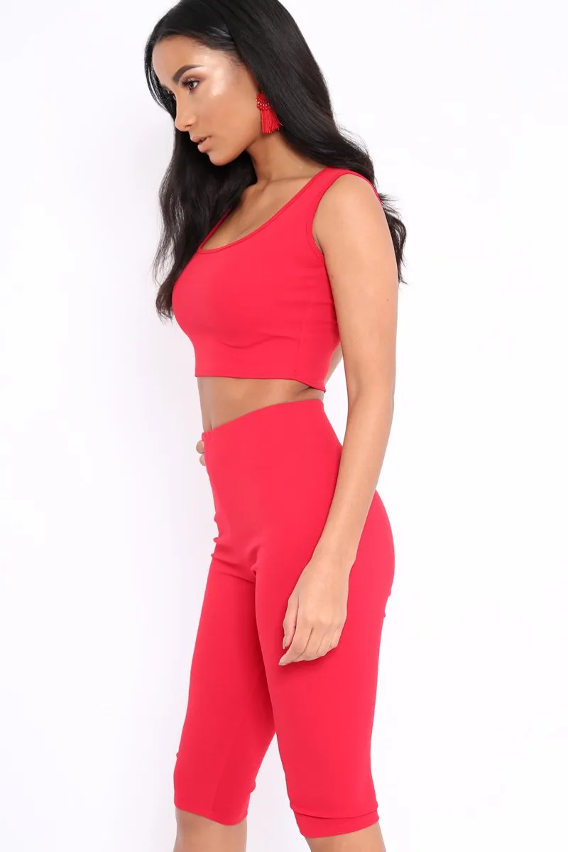 Red Cropped Top and Leggings Co-Ords - Remini sold by Rebellious Fashion product image thumbnail 4