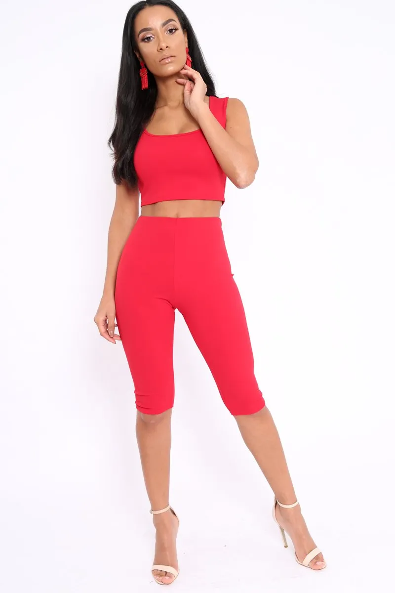 Red Cropped Top and Leggings Co-Ords - Remini sold by Rebellious Fashion product image thumbnail 3