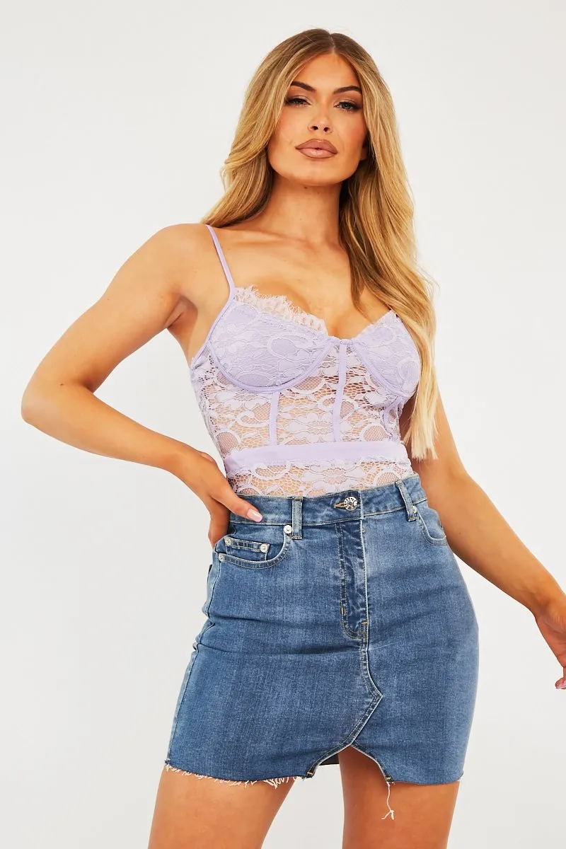 Lilac Lace Flower Bodysuit - Faylen sold by Rebellious Fashion product image thumbnail 2