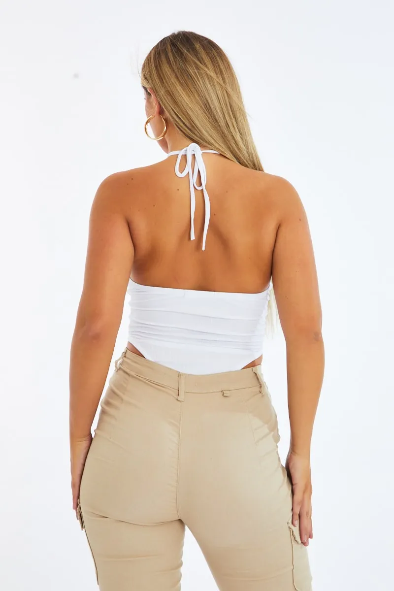 White Cut Out Rib Knit Bodysuit - Elowen sold by Rebellious Fashion product image thumbnail 5