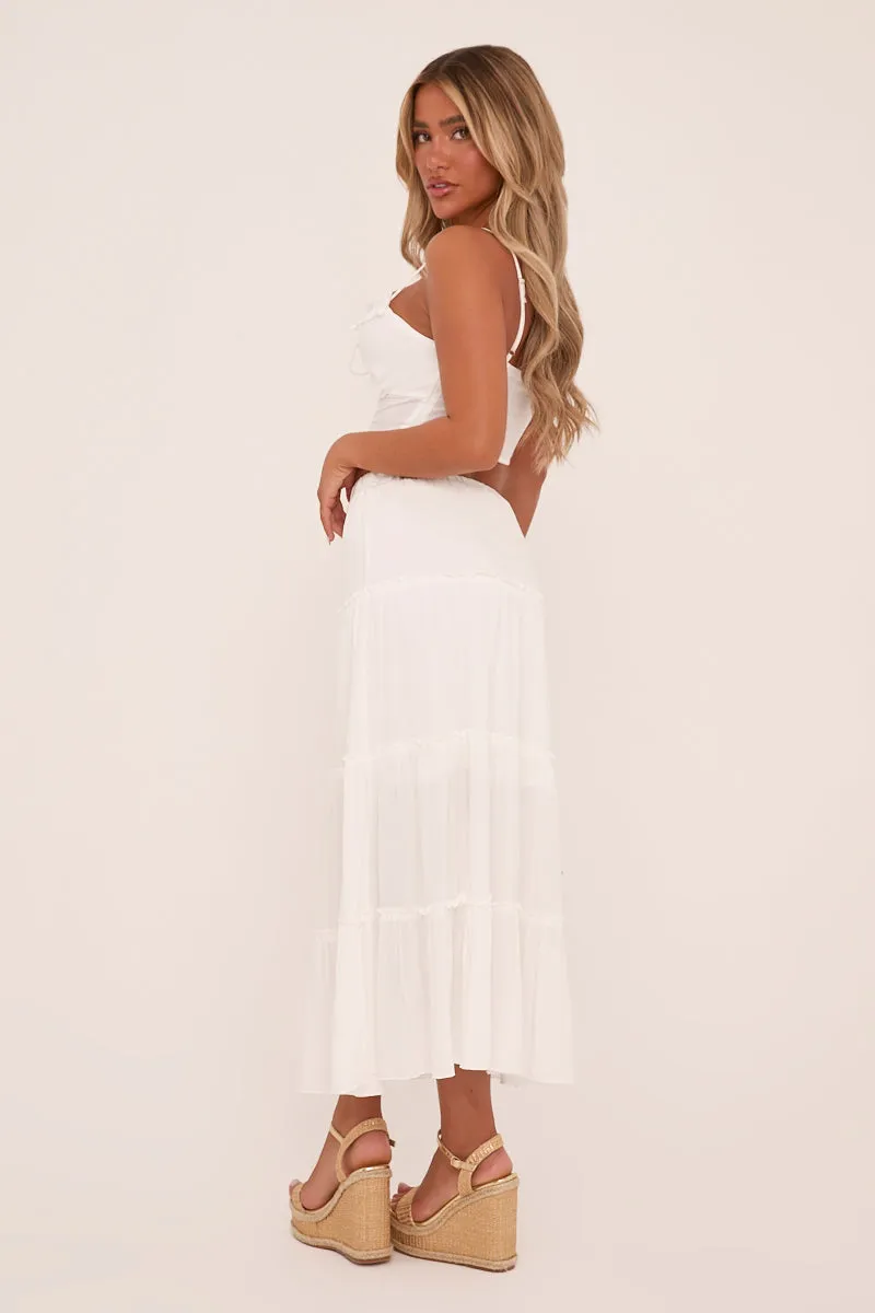 White Frill Detail Elasticated Waist Maxi Skirt - Zena sold by Rebellious Fashion product image thumbnail 5