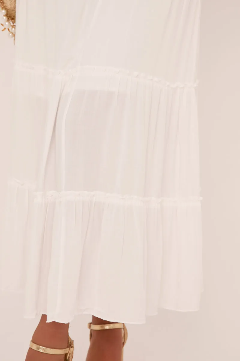 White Frill Detail Elasticated Waist Maxi Skirt - Zena sold by Rebellious Fashion product image thumbnail 4