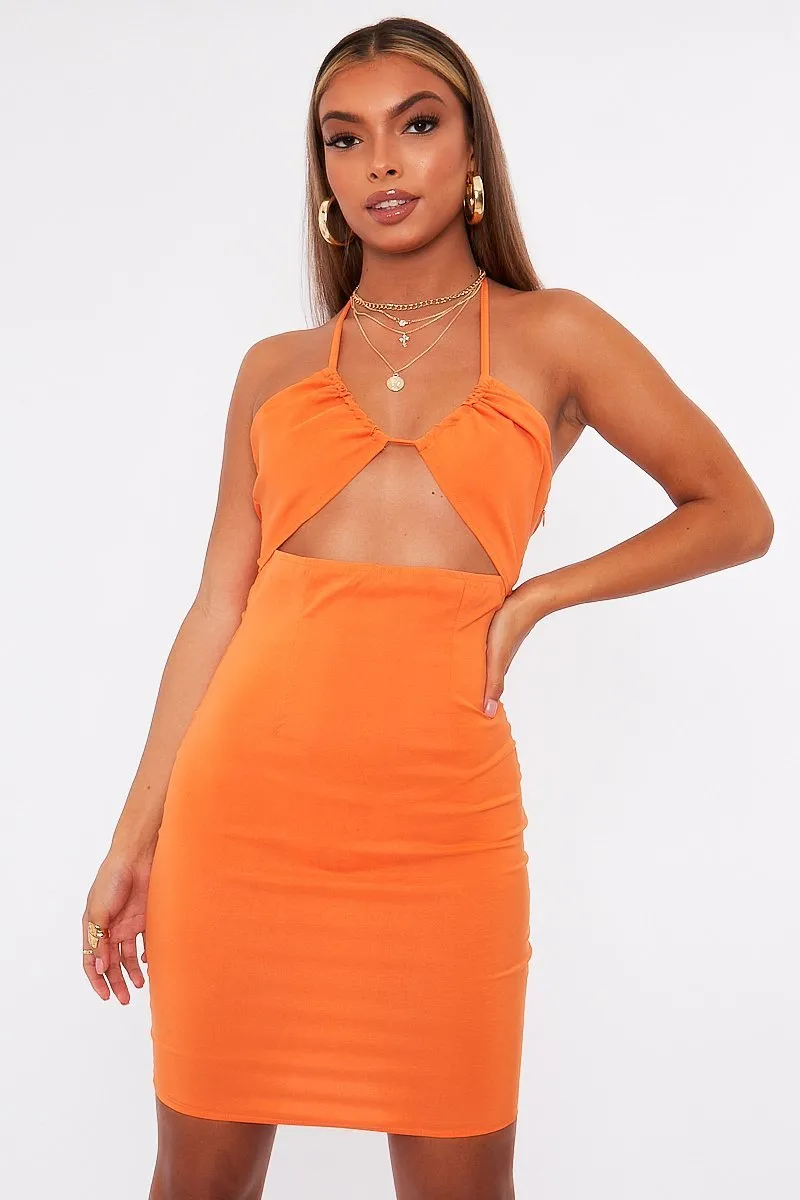 Orange Halter Neck Cut Out Mini Dress - Jorji sold by Rebellious Fashion product image thumbnail 3