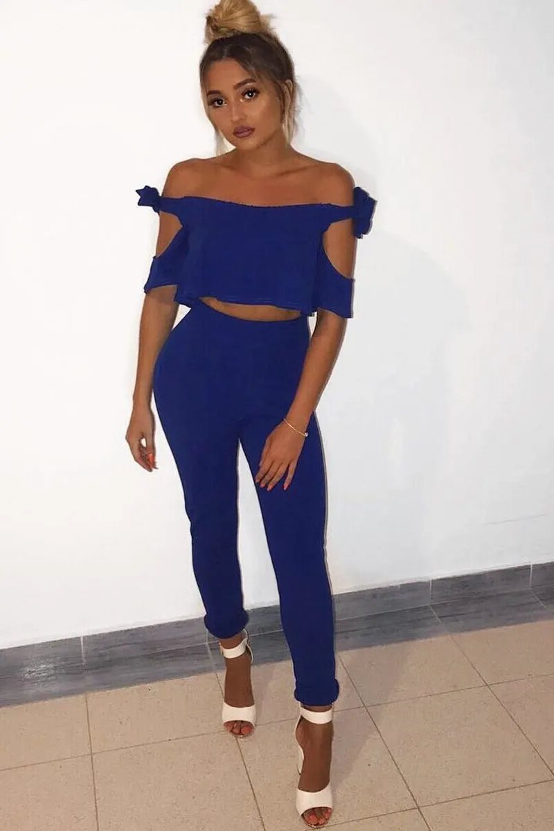 Royal Blue Trousers and Crop Top Co-ord - Daizy sold by Rebellious Fashion