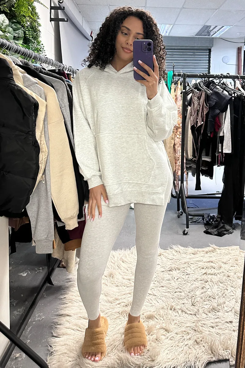 Light Grey Oversized Hoodie And Leggings Co-ord Set - Renee sold by Rebellious Fashion