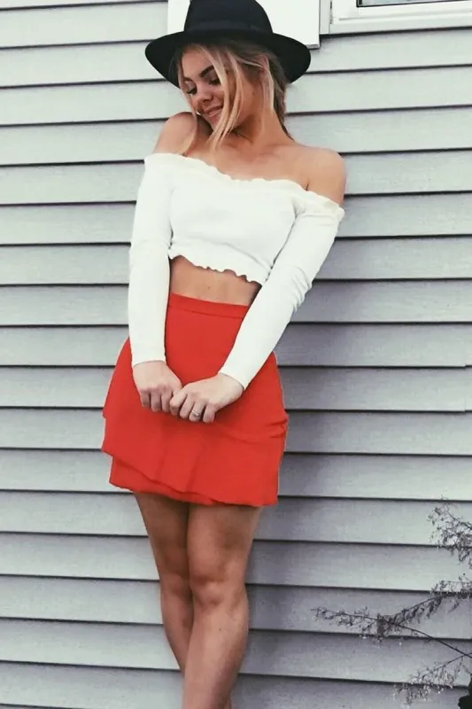 Red Frill Mini Skirt - Pippa sold by Rebellious Fashion