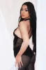 Black Mesh Halter Neck Bodysuit - Christa sold by Rebellious Fashion