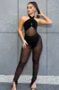 Black Mesh Halter Neck Bodysuit - Christa sold by Rebellious Fashion