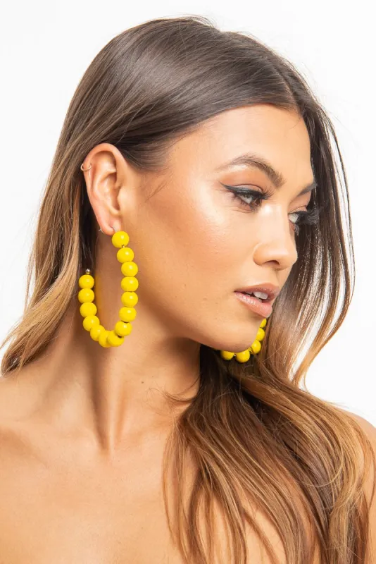 Yellow Beaded Hoop Earring - Amyja sold by Rebellious Fashion