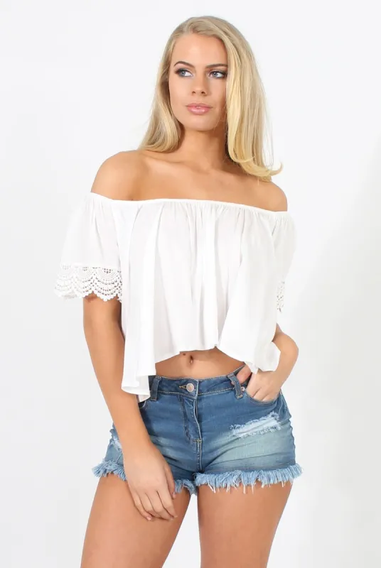 White Cold Shoulder Crop Top - Romy sold by Rebellious Fashion