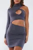 Charcoal Grey Cut Out Mini Dress - Halle sold by Rebellious Fashion