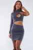 Charcoal Grey Cut Out Mini Dress - Halle sold by Rebellious Fashion