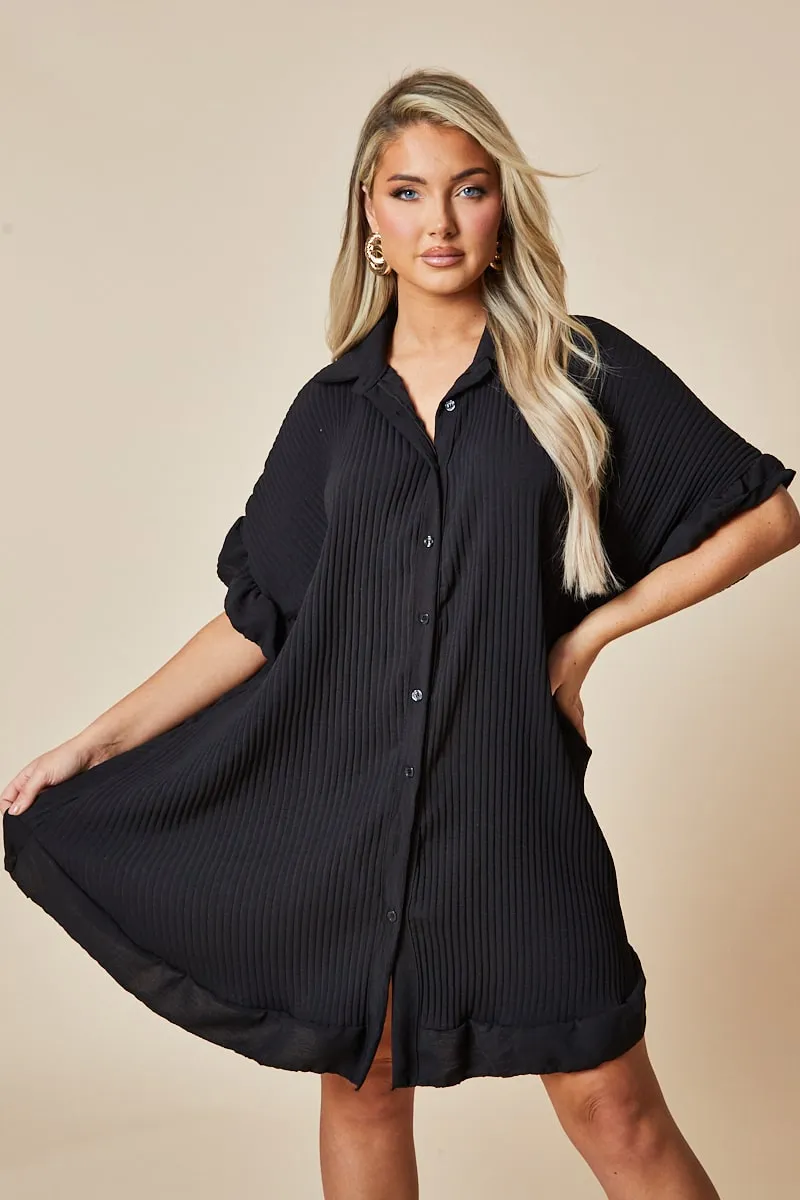 Black Plisse Detail Frill Hem Oversized Dress - Sakura sold by Rebellious Fashion product image thumbnail 2