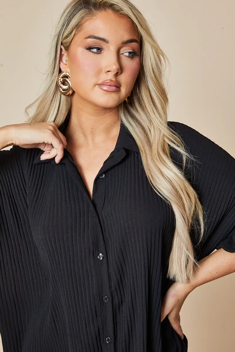 Black Plisse Detail Frill Hem Oversized Dress - Sakura sold by Rebellious Fashion product image thumbnail 3