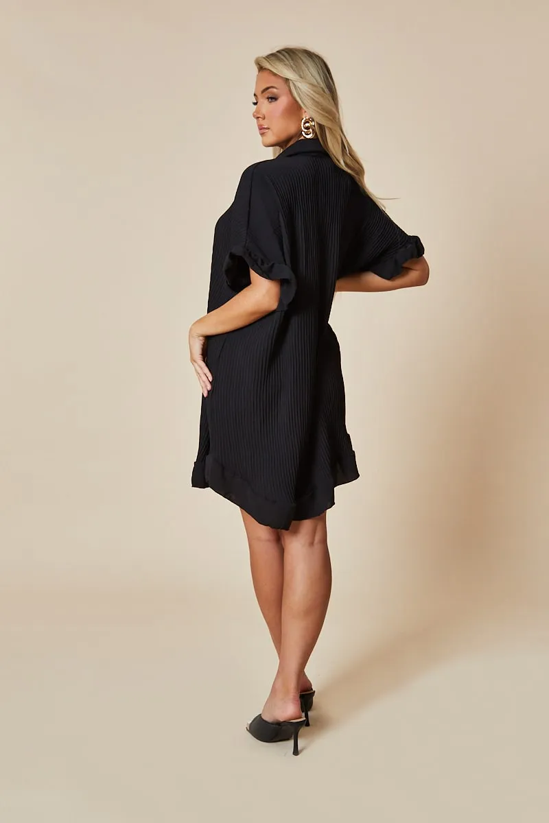 Black Plisse Detail Frill Hem Oversized Dress - Sakura sold by Rebellious Fashion product image thumbnail 4