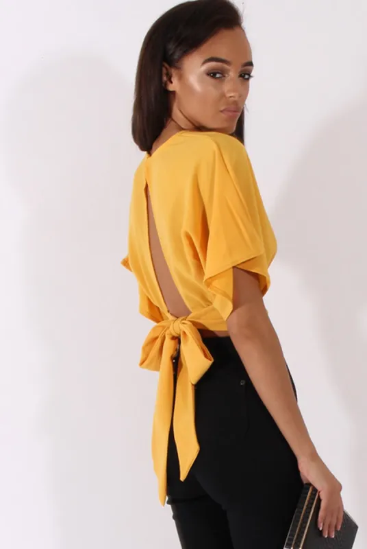 Yellow Plunge Crop Top - Suzanne sold by Rebellious Fashion