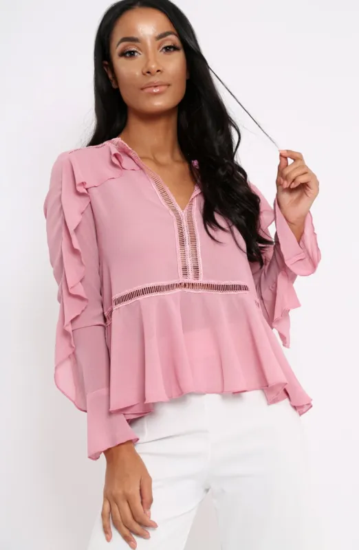 Rose Frill Blouse - Anjelica sold by Rebellious Fashion