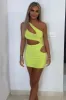 Lime Asymmetric Cut Out Mini Dress - Erin sold by Rebellious Fashion