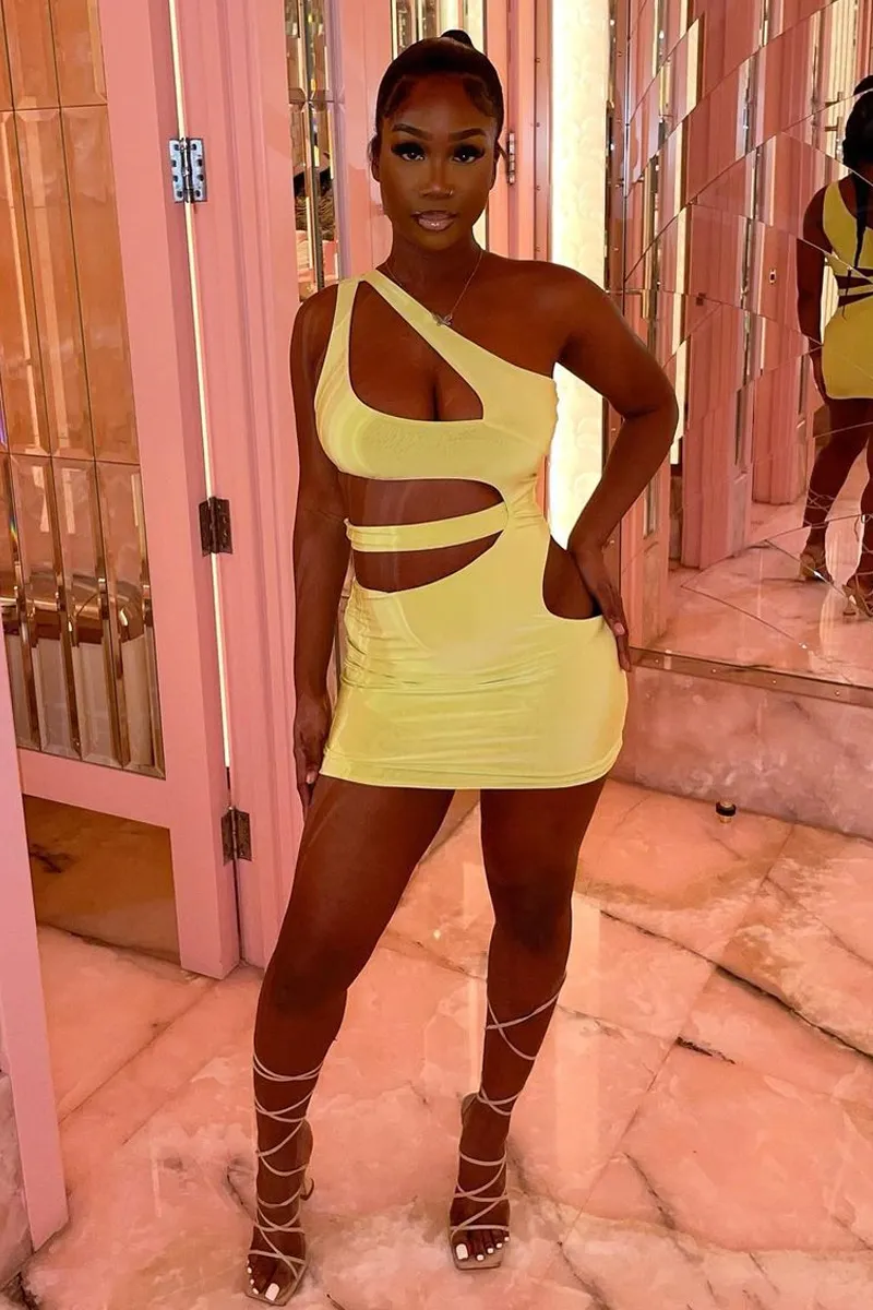 Lime Asymmetric Cut Out Mini Dress - Erin sold by Rebellious Fashion product image thumbnail 3